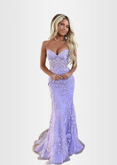 Lorraine | Lilac Prom Dresses Long Mermaid Strapless Lace - Lilac - PromDressClub