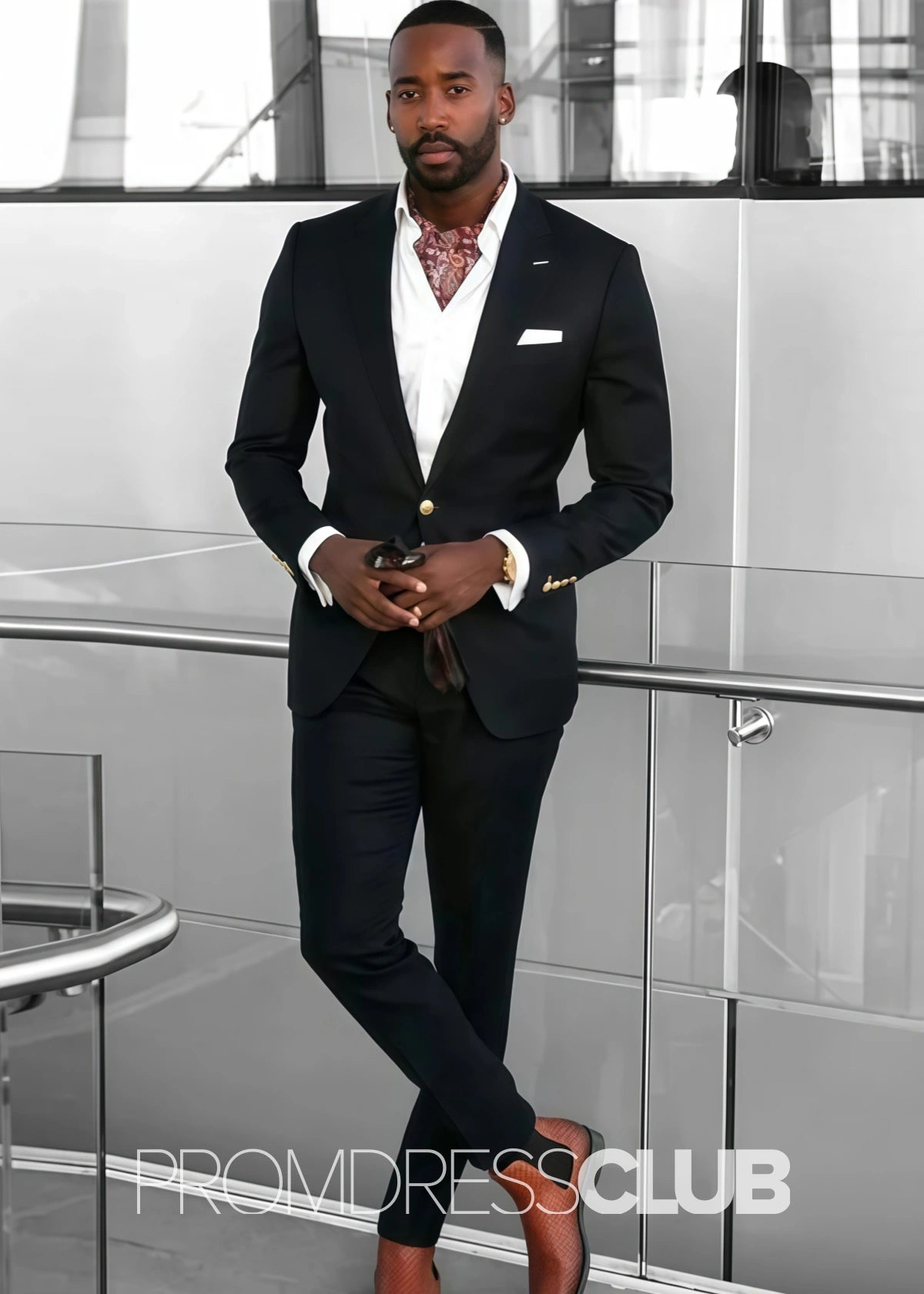 Aiden |Black Prom Suits For Men With Peaked Lapel Slim Fit One Button | Two Pieces Bespoke Formal Men Suits - Price #price_variant_lowest# - 34 - PromDressClub