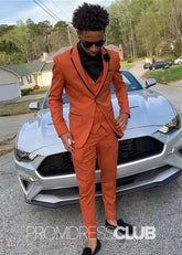 Albert |Orange Prom Party Suits For Men With Slim Fit Notched Lapel | Three Pieces Bespoke Men Suits - Price #price_variant_lowest# - 34 - PromDressClub