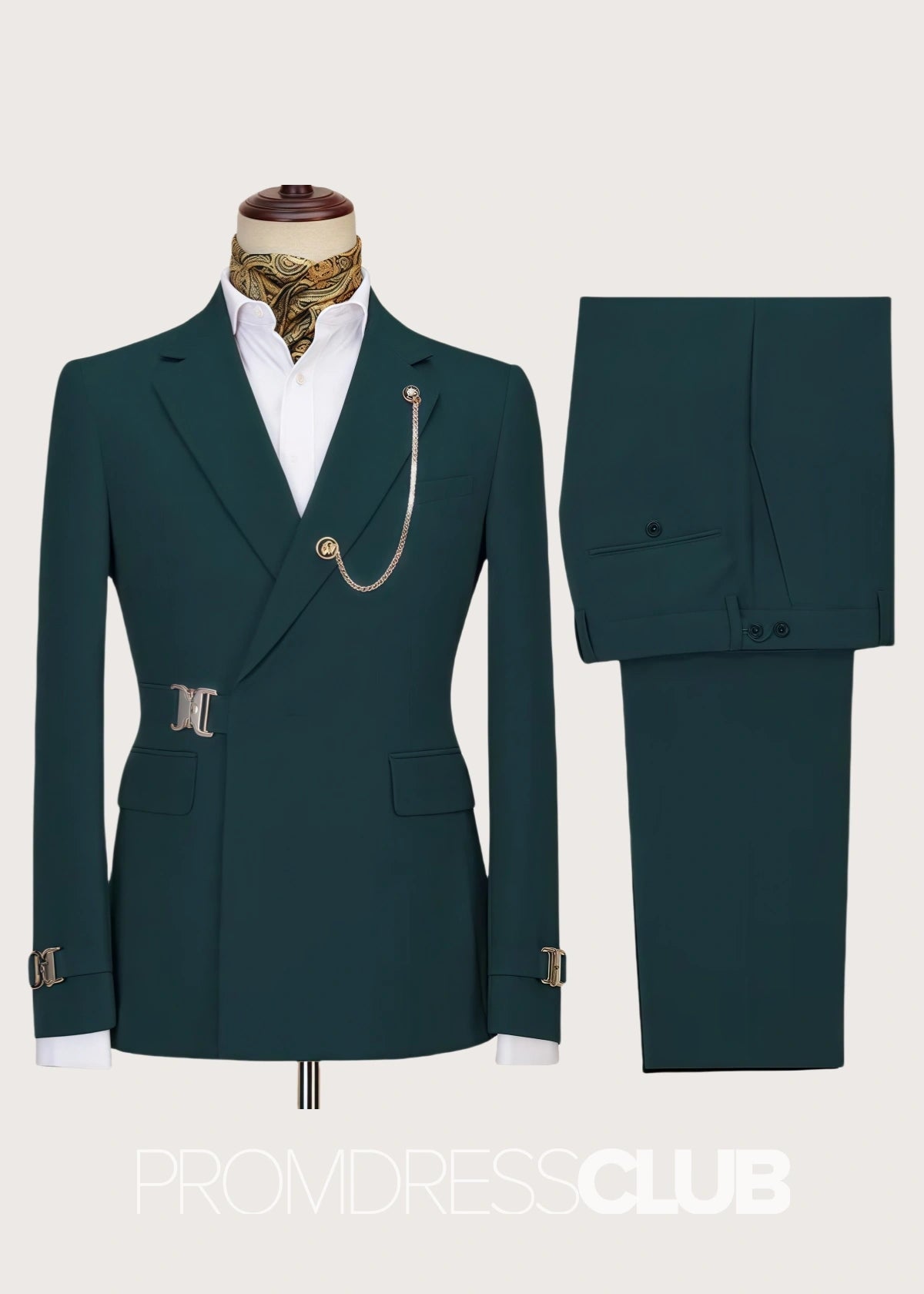 Asher |Fashion Dark Green Prom Suits For Men With Notched Lapel | Two Pieces Bespoke Men Suits - Price #price_variant_lowest# - 34 - PromDressClub