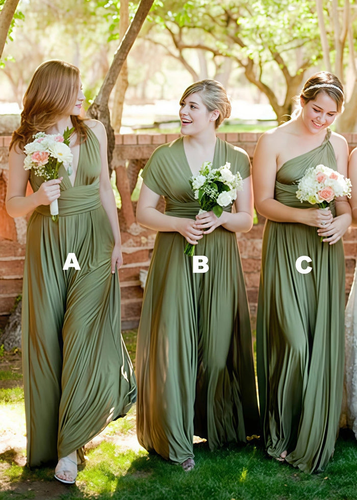 Bella | Chic Sash Sage Green Halter Chiffon Long Bridesmaid Dresses with Slit A Line - Price #price_variant_lowest# - Sage - PromDressClub