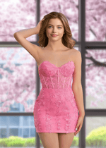 Edith |Bodycon Lace Mini Pink Homecoming Dress - US0 - PromDressClub