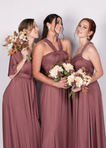 Cathy | Chic Infinity Dusty Rose Chiffon Maxi Bridesmaid Dress with Convertibl - Price #price_variant_lowest# - Dusty Rose - PromDressClub