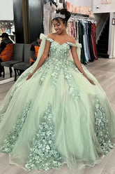 Delia | Sage Green Flower Quinceanera Dresses with Bows – Perfect for Memorable Celebrations - Sage - PromDressClub