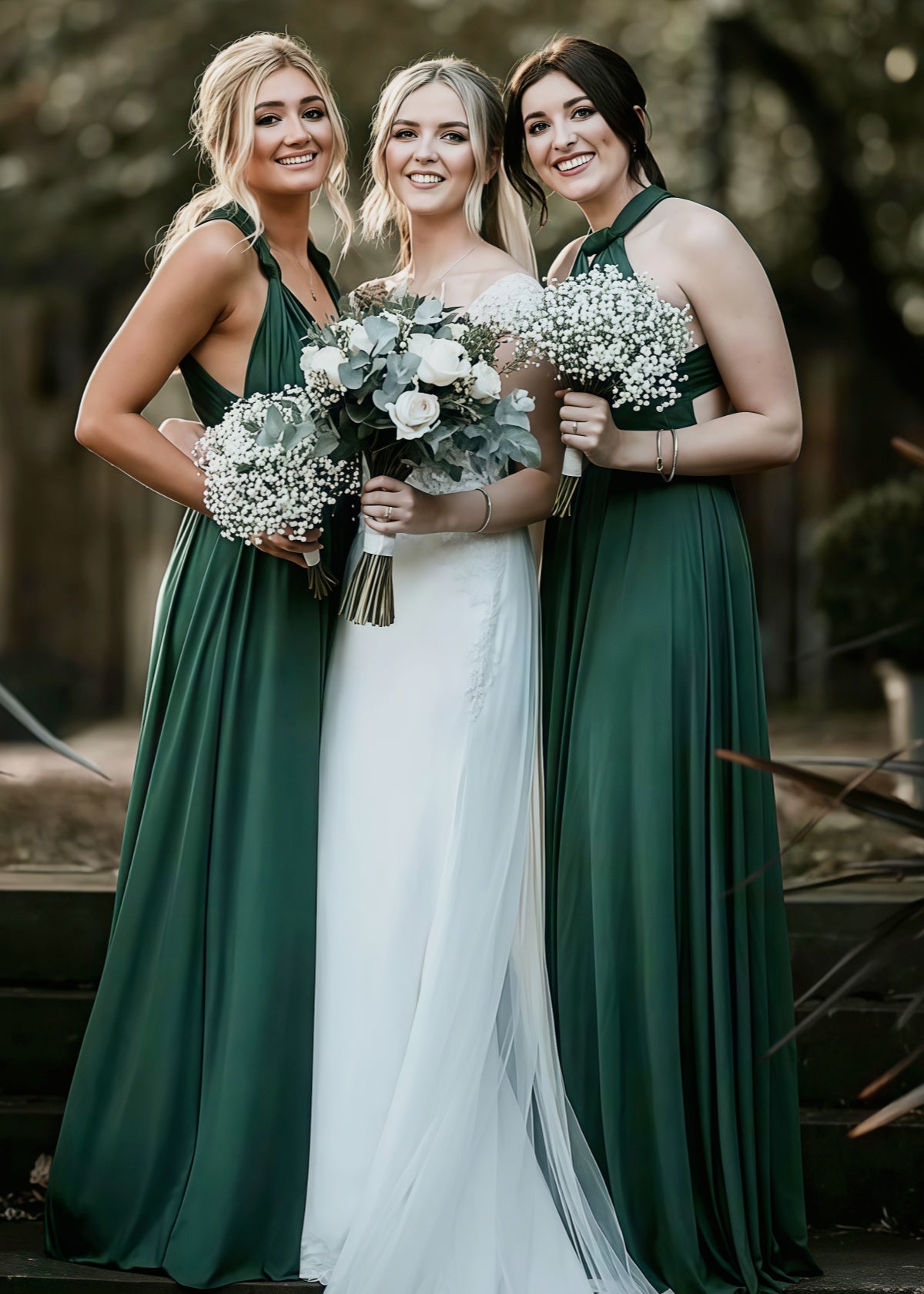 Delia | Sweetest Beloved Infinity Emerald Green Chiffon Maxi Bridesmaid Dress with Multiway Convertible - Price #price_variant_lowest# - Emerald Green - PromDressClub