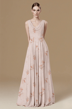 Gorgeous Light Pink Floral Bridesmaid Dress for Weddings Flowy Timeless Charm - Pink Floral - PromDressClub