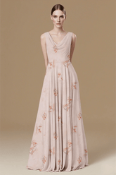 Gorgeous Light Pink Floral Bridesmaid Dress for Weddings Flowy Timeless Charm - Pink Floral - PromDressClub