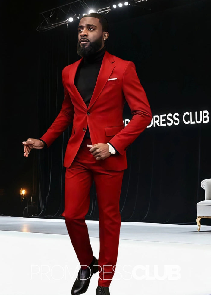 Hyman |Red Prom Suits For Men With Notched Lapel Single Breasted - Price #price_variant_lowest# - red - PromDressClub