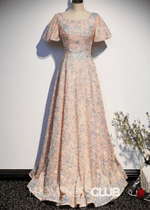 Laura |Long Blush Prom Dresses Near Me With A Line Scoop Neck Sequins - Price #price_variant_lowest# - Blush - PromDressClub