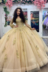 Leanne | Discover the Ultimate Gold Quince Dresses for Your Royal Debut - Gold - PromDressClub