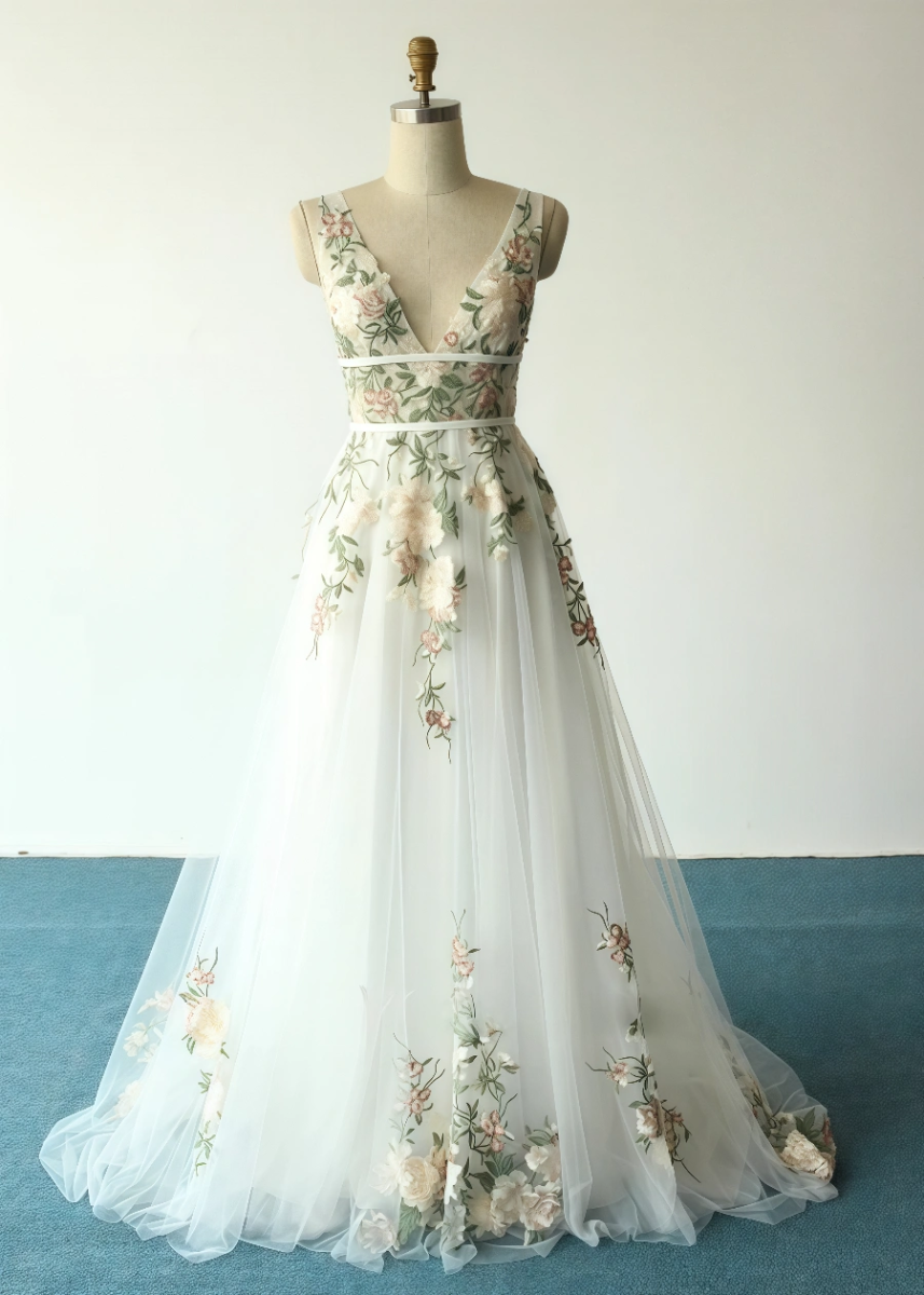 Lily | Discover the Perfect Floral Wedding Dress for Your Dream Big Day - White Floral - PromDressClub