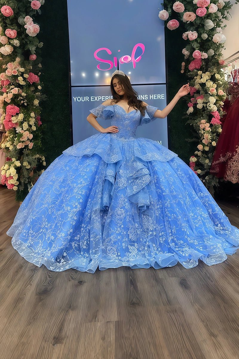 Linda | Discover Your Dream Blue Quince Dress – Radiant Elegance for Sweet 16 & Quinceañera - Blue - PromDressClub