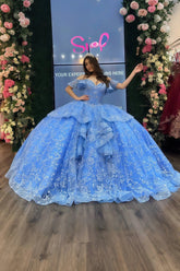 Linda | Discover Your Dream Blue Quince Dress – Radiant Elegance for Sweet 16 & Quinceañera - Blue - PromDressClub