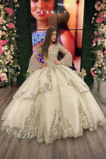 Lisa | Step Into Royalty with Stunning Gold Quince Dresses - Gold - PromDressClub