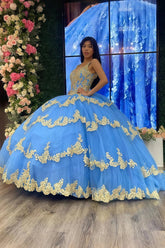 Liv | Own Your Spotlight in Enchanting Blue Quince Dresses - Light Blue - PromDressClub