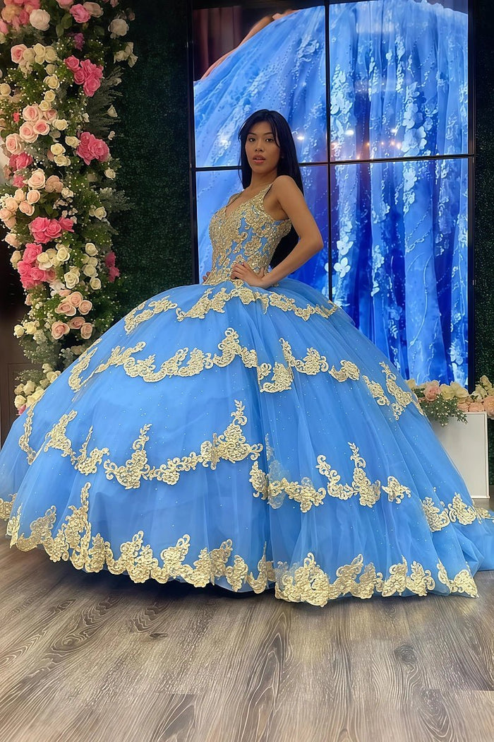 Liv | Own Your Spotlight in Enchanting Blue Quince Dresses - Light Blue - PromDressClub