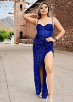 Lorraine | Sparkly Mermaid Royal Blue Sequin Maxi Prom Dress - Price #price_variant_lowest# - Royal Blue - PromDressClub