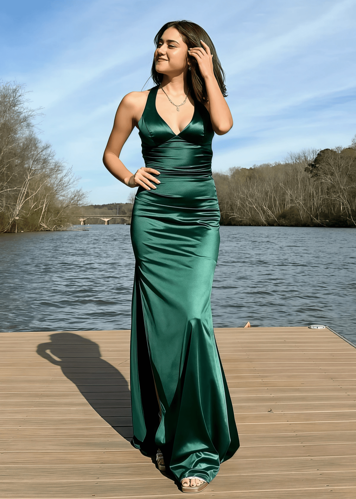 Mag | Mermaid Emerald Green Satin Long Formal Dress Near Me - Price #price_variant_lowest# - Emerald Green - PromDressClub