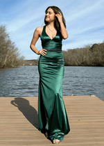 Mag | Mermaid Emerald Green Satin Long Formal Dress Near Me - Price #price_variant_lowest# - Emerald Green - PromDressClub