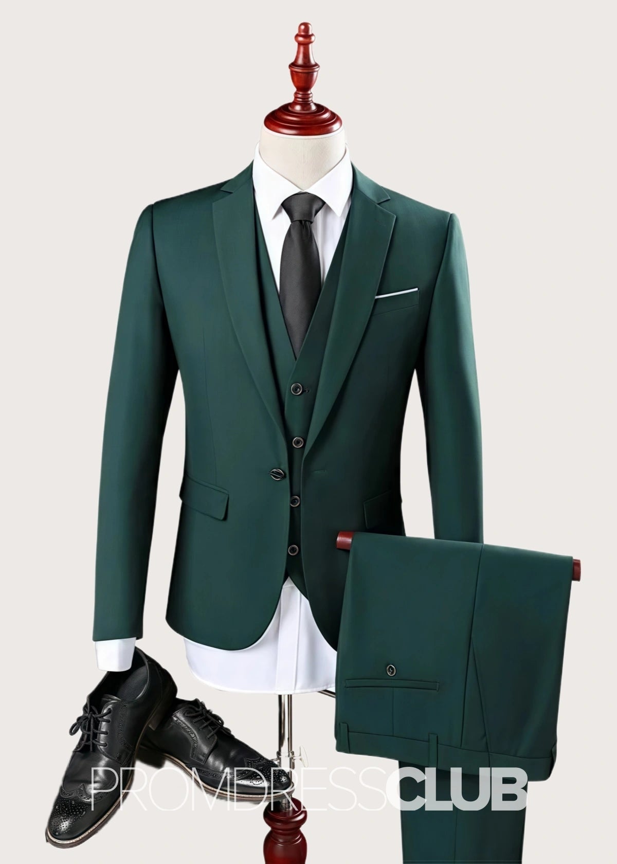Mark |Dark Green Prom Suits For Men With Unique Notch Lapel Tuxedo | Three Pieces Bespoke Men Suits - Price #price_variant_lowest# - 34 - PromDressClub