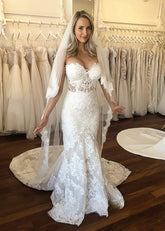 Miriam | Exquisite Mermaid Sweetheart Neck Vintage Lace Wedding Dress - Ivory - PromDressClub