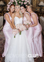 Octavia | Long Pink Bridesmaid Dress With Satin Boho Bow Mermaid Straps - Price #price_variant_lowest# - Pink - PromDressClub