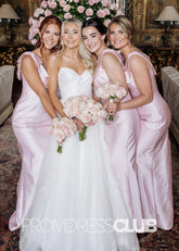 Octavia | Long Pink Bridesmaid Dress With Satin Boho Bow Mermaid Straps - Price #price_variant_lowest# - Pink - PromDressClub