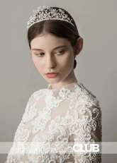 Pearl Snowflake Bridal Crown With Transparent Crystal Flower - Price #price_variant_lowest# - Gold - PromDressClub