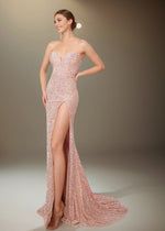 Wallis | Light Pink Mermaid Strapless Sweetheart Neck Prom Dress with Slit and Train - Light Pink - PromDressClub