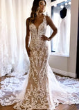 Lorraine | Stunning Mermaid Backless Lace Wedding Dress with Long Train - Perfect for Any Wedding!