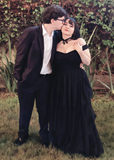 Madge | Plus Size Gothic Black Off the Shoulder Backless Wedding Dress