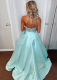 Bridget | Light Blue Strapless Corset Beaded Formal Dress with Bow