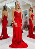 Catherine | Stunning Red Beaded Strapless Mermaid Formal Dress – Perfect for Glamorous Events