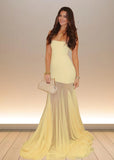 Daisy | Stunning Yellow Strapless Tulle Mermaid Prom Dress: Elevate Your Prom Night with Elegance