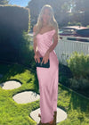 Emilia | Stunning Yellow Off The Shoulder Satin Pleated Prom Dress – Shine Bright at Your Special Event Color Light Pink