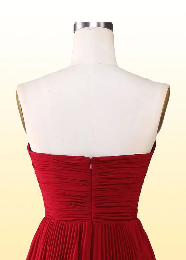 Judith | Green Prom Dress Long A Line Strapless Multi - Layer with Ruffle - Burgundy - PromDressClub