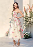 Estelle | Stunning Champagne Floral Strapless Corset Flower Prom Dress – Design for Memorable Occasions