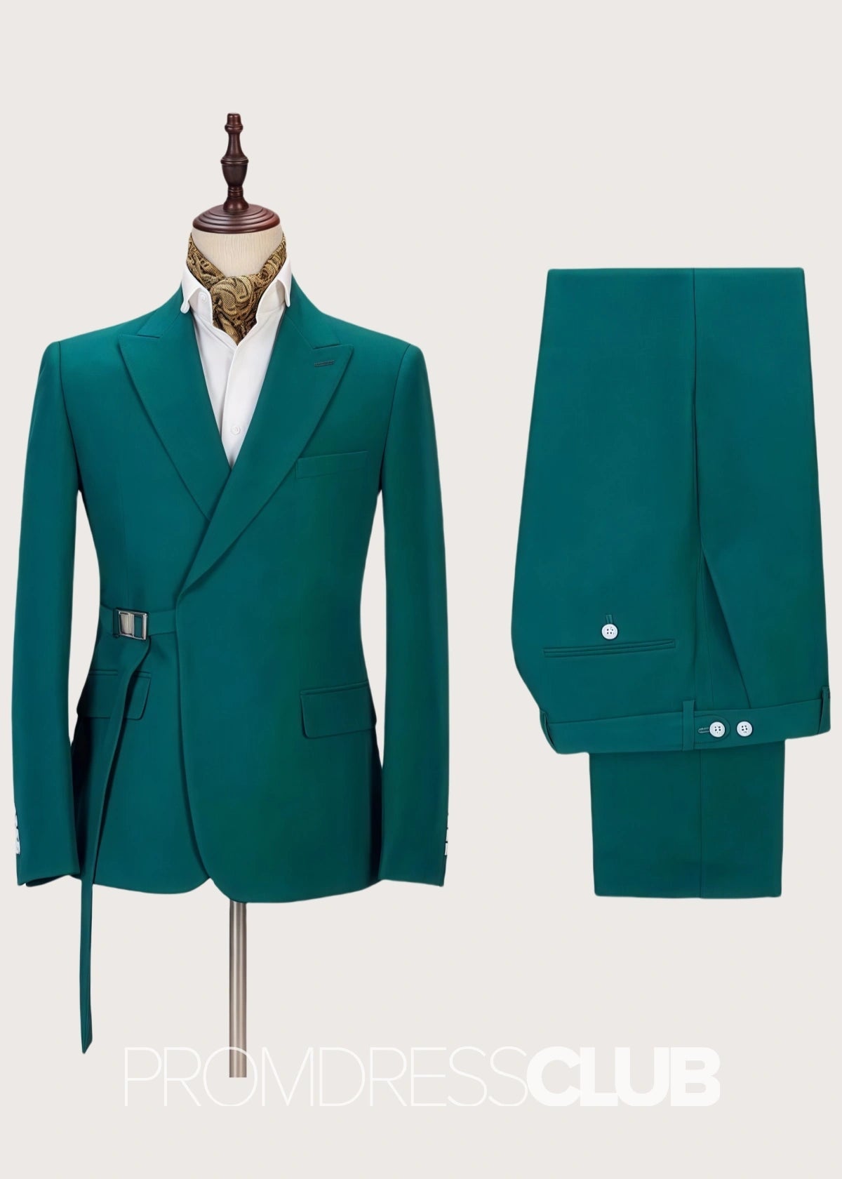 Adrian |Green Prom Suits For Men With Fashion Peaked Lapel Outsfits | Two Pieces Bespoke Men Suits - 34 - PromDressClub