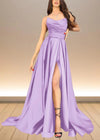 Alice | Black and Gold Corset Strapless Pleated Satin Formal Dress with Slit Color Lavender