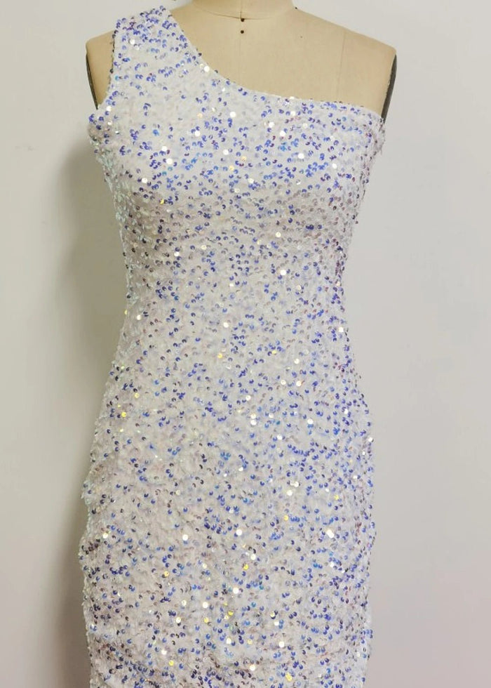 Alicia | Bodycon Light Blue Sequin One Shoulder Short Homecoming Dress - Light Pink - PromDressClub