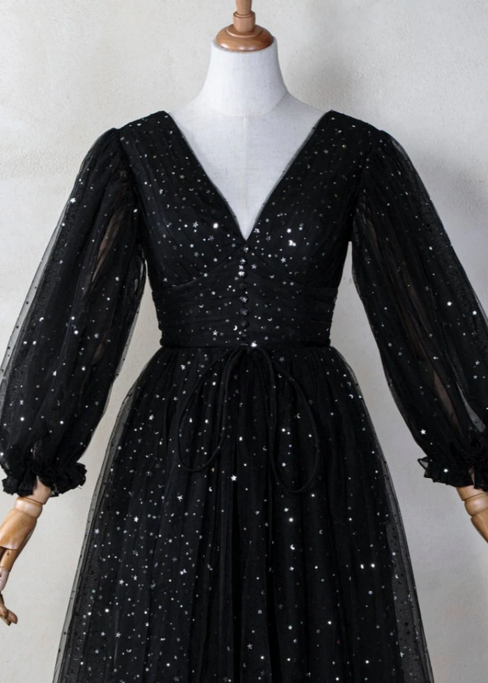 Anemone | Dazzle Like Stars: Black Sequin Homecoming Dress for Moonlit Celebrations - Black - PromDressClub