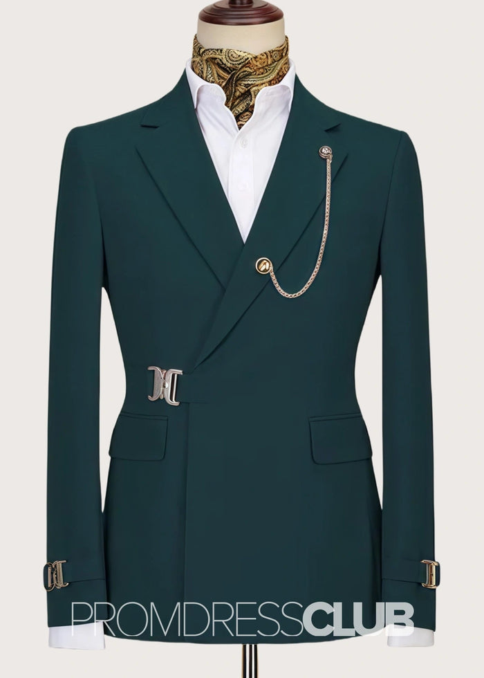 Asher |Fashion Dark Green Prom Suits For Men With Notched Lapel | Two Pieces Bespoke Men Suits - Price #price_variant_lowest# - 34 - PromDressClub