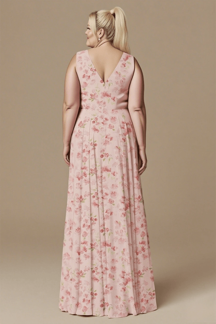 Astounding Aura Floral Pink Bridesmaid Dresses for Timeless Events - Pink Floral - PromDressClub