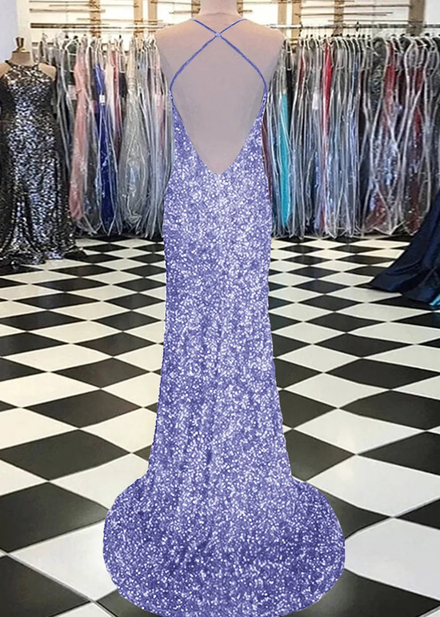 Aurora | Mermaid Long Royal Blue Prom Dress With Sequin Slit - Lavender - US0 - PromDressClub