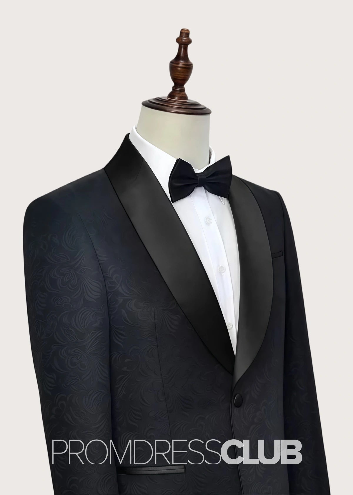 Austin |Classic Black Prom Suits For Men With Jacquard Shawl Lapel Silk One Button | Two Pieces Bespoke Wedding Groom Suits - 34 - PromDressClub