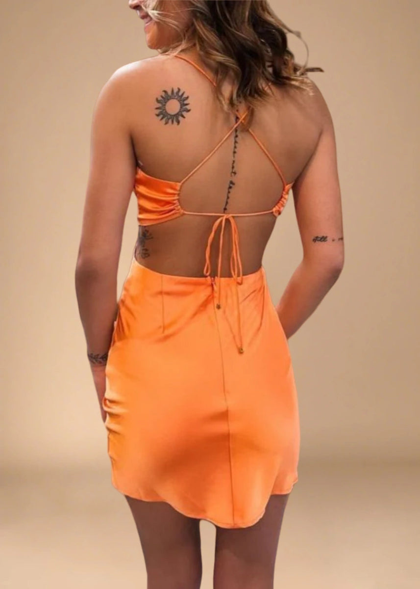 Axelle | Be Unforgettable: Vibrant Orange Homecoming Dresses for Bold Styles - Orange - PromDressClub