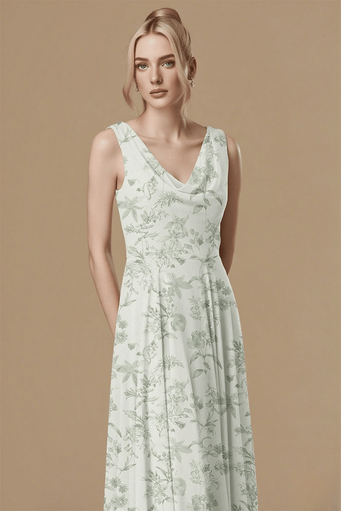 Blissfully Gorgeous Sage Green Floral Dress Bridesmaid for Garden Elegance - Sage Floral - PromDressClub