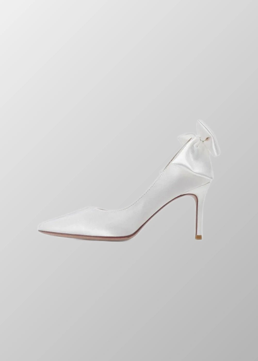 Blush Pink and White Stiletto Satin Bow Heels with Captivating for Every Elegant Affair - White - PromDressClub