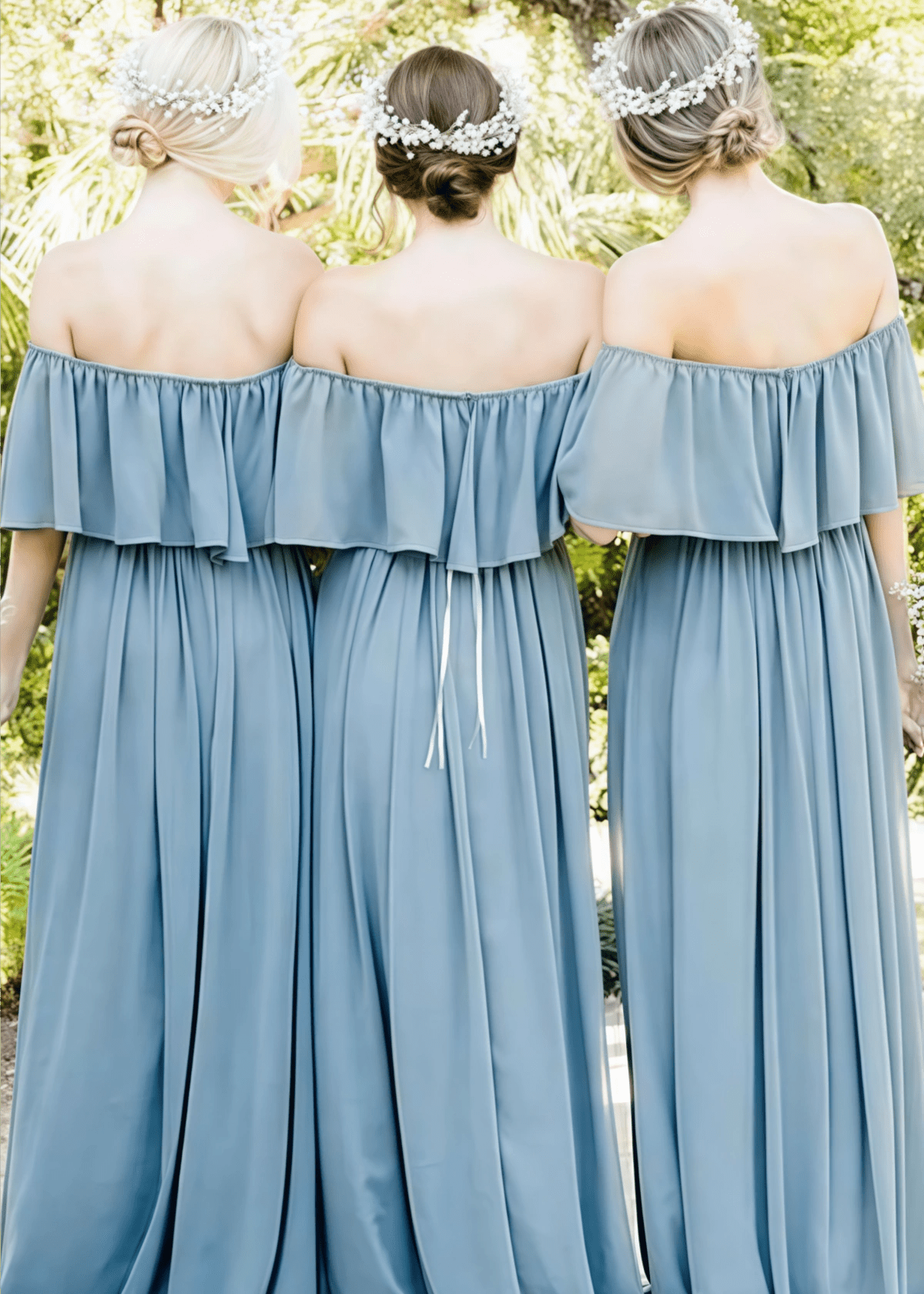 Bonnie | Simple Boho Strapless Dusty Blue Chiffon Maxi Bridesmaid Dress with Off the Shoulder - Dusty Blue - PROMDRESS Club