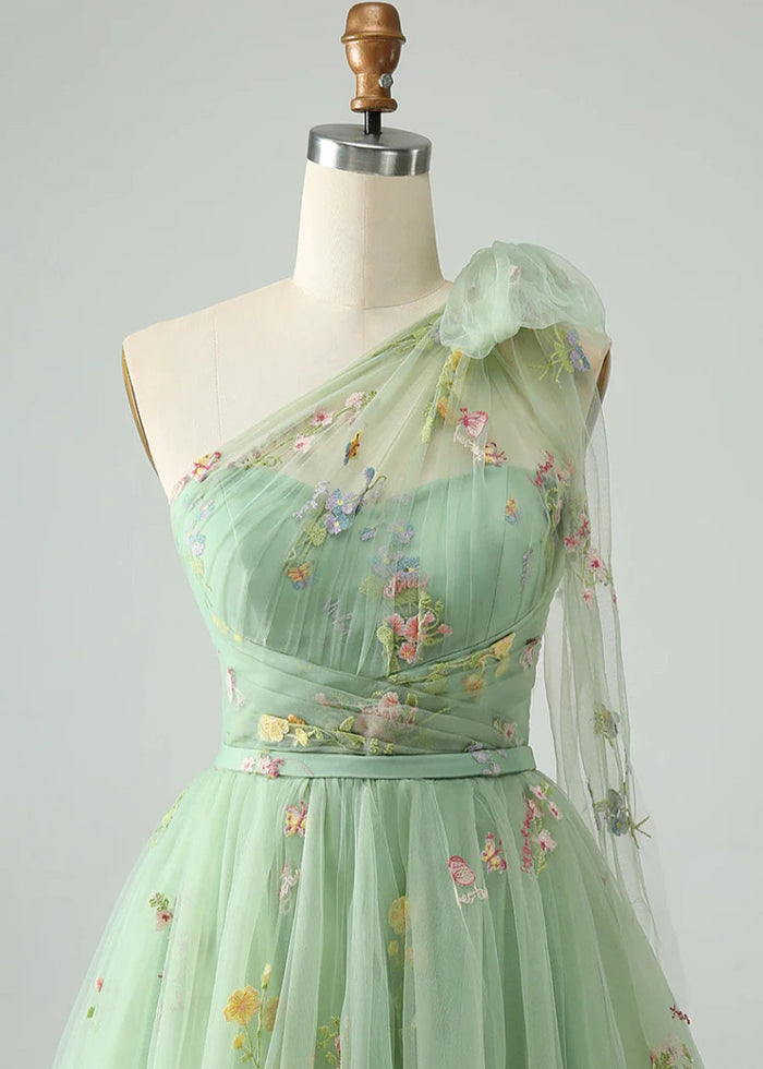 Byzantia | Discover Your Dream Blue Floral Homecoming Dress for Unforgettable Moments - Sage - PromDressClub